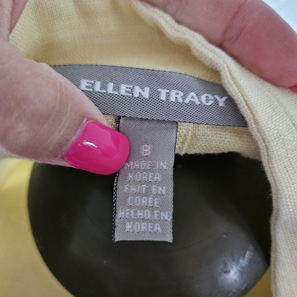 Womans Ellen Tracy Linen Yellow Jacket 8 (M) - Picture 4 of 10